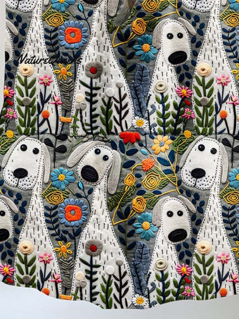 Dog Print Pattern Linen Tote Bag