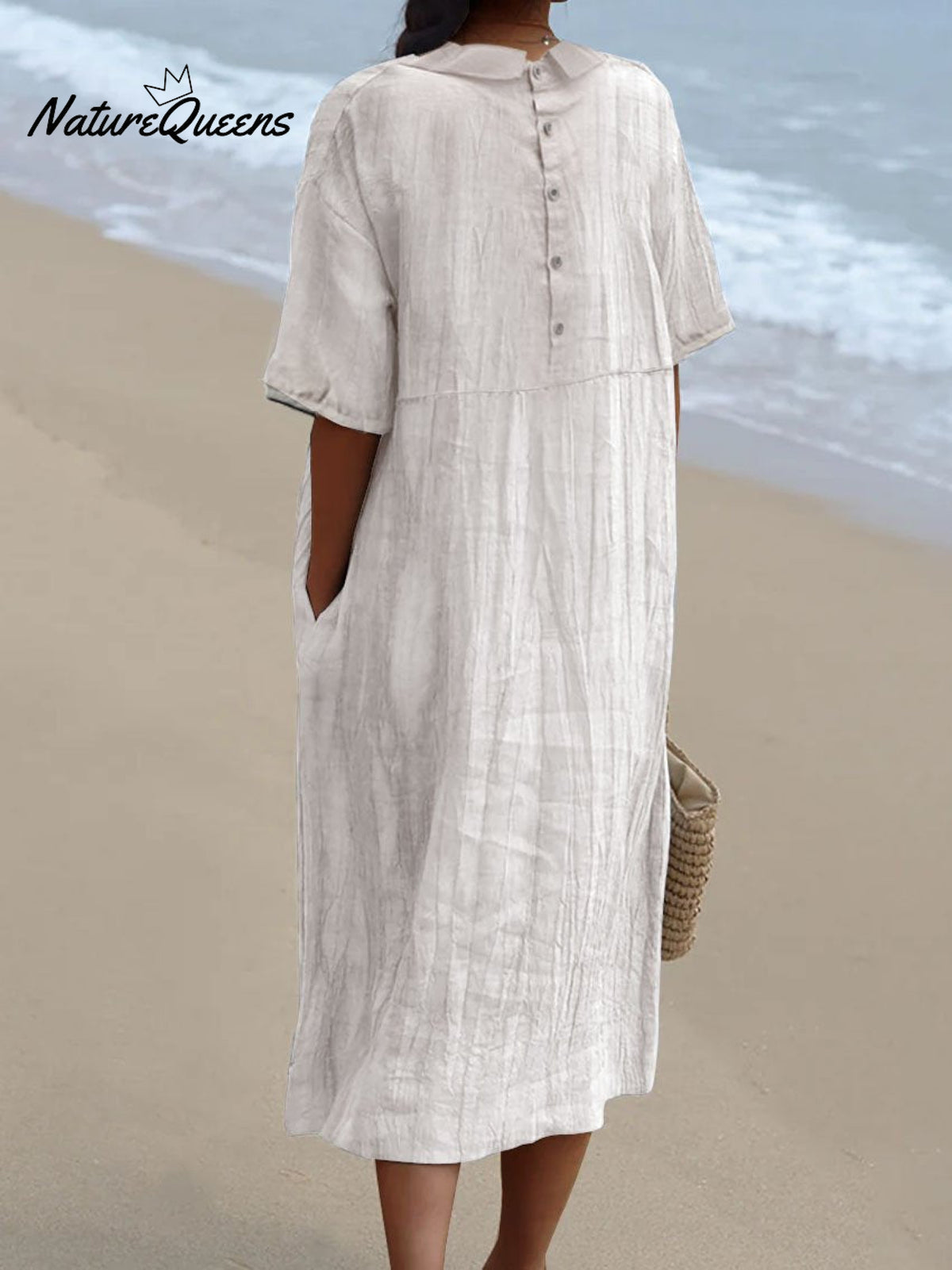 Women’s Pocket Linen Dress（Convertible Dress With Front And Back Option）