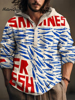 Vintage Fish Sardines Art Print Casual Jacquard Shirt
