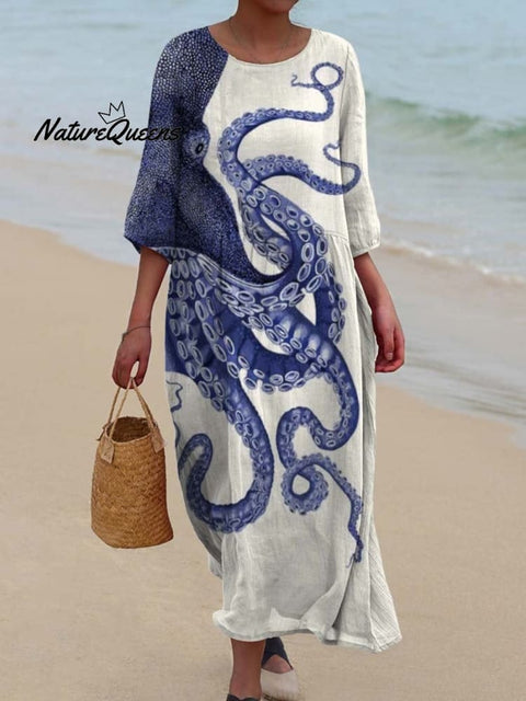 Women's Octopus  Art Print  Casual Dress