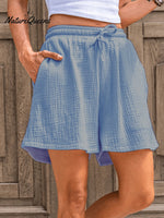 Women’s Solid Color Casual Shorts Lightblue / S