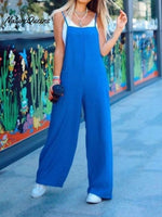 Cotton And Linen Pocket Suspender Overalls Blue / S
