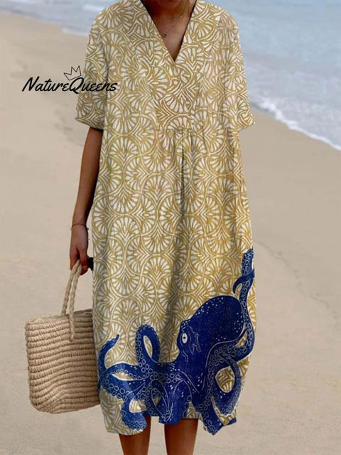 Women's  Octopus  Art Print  Casual Dress
