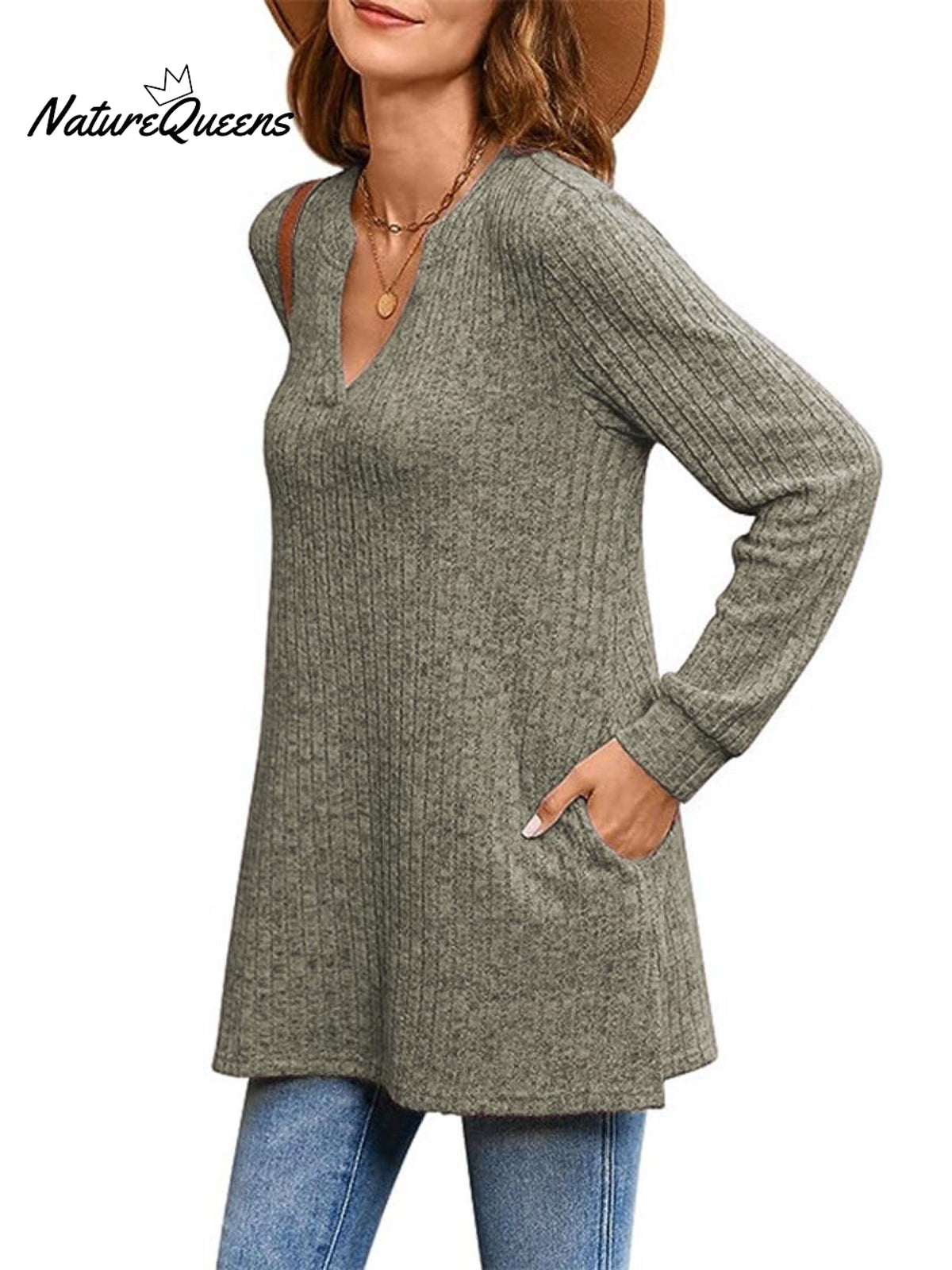 Women's Solid Color Stylish Long-sleeved Casual Knitted Top