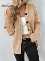 Women's Autumn and Winter Drawstring Knitted Cardigan Sweater