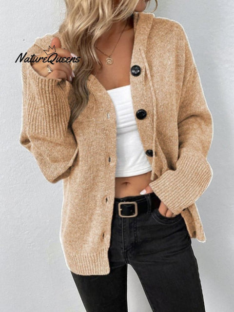 Women's Autumn and Winter Drawstring Knitted Cardigan Sweater
