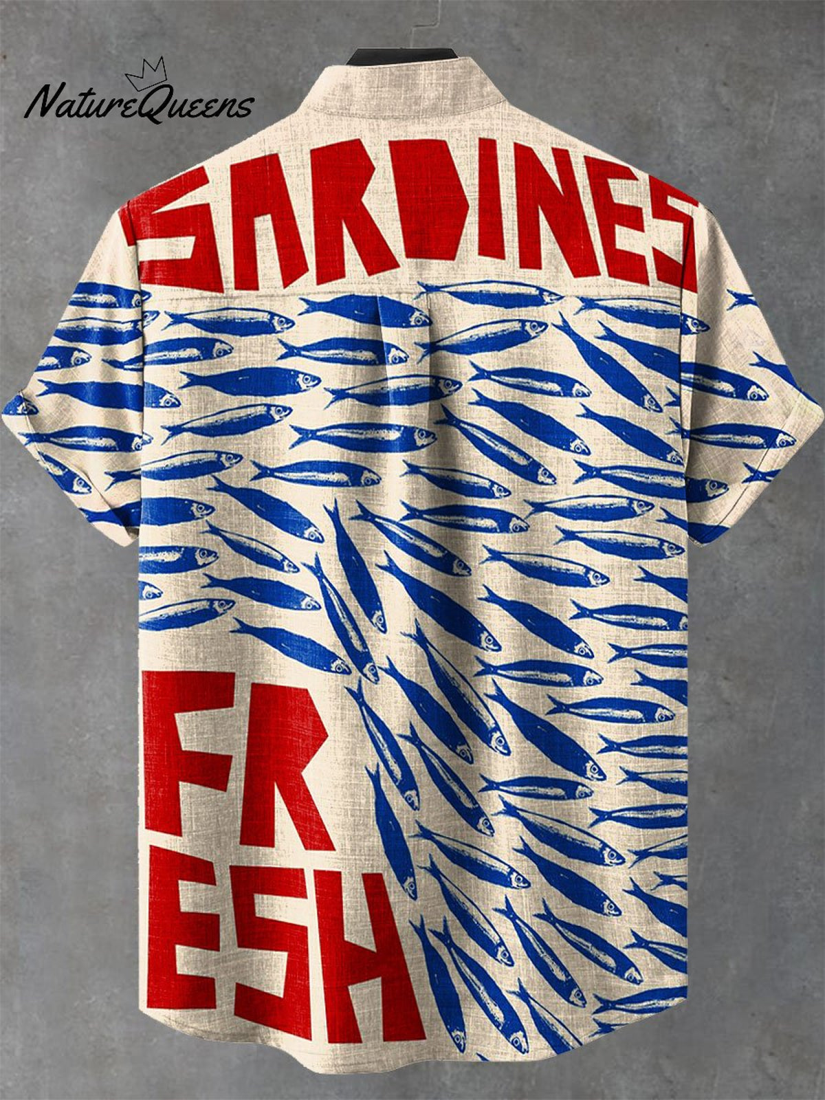 Vintage Fish Sardines Art Print Casual 100% Cotton Shirt