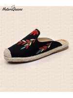 Women’s Embroidered Leaf Baotou Slippers