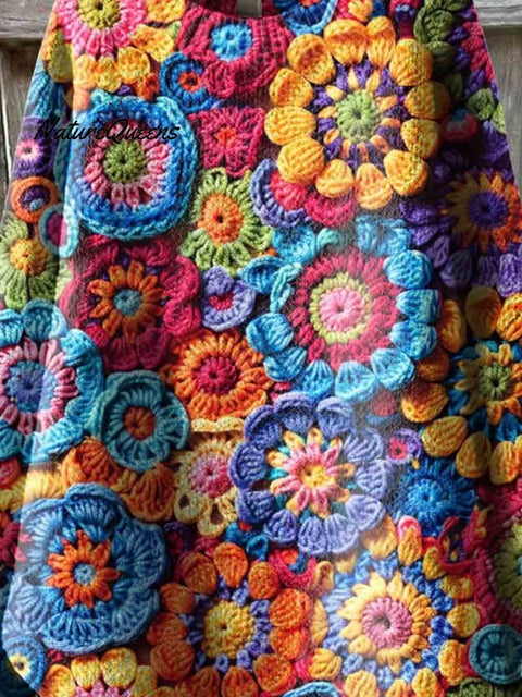 Colorful Funny Print Knit Pullover Sweater