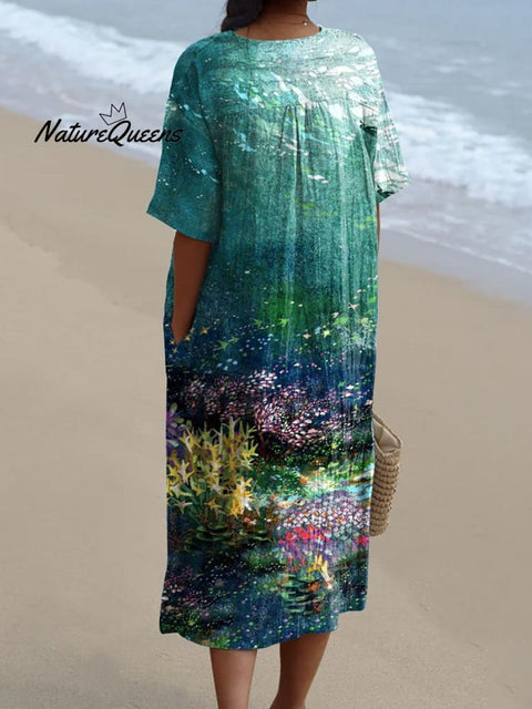Women's   Ocean  Art Print  Casual Dress