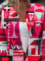 Lovely Cartoon Pattern Printed Buttoned Cardigan Sweater