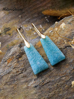 Boho Geometric Natural Stone Drop Earrings Blue
