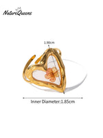 Aeon Flower Stainless Steel Ring Pinkfloralheart / One Size