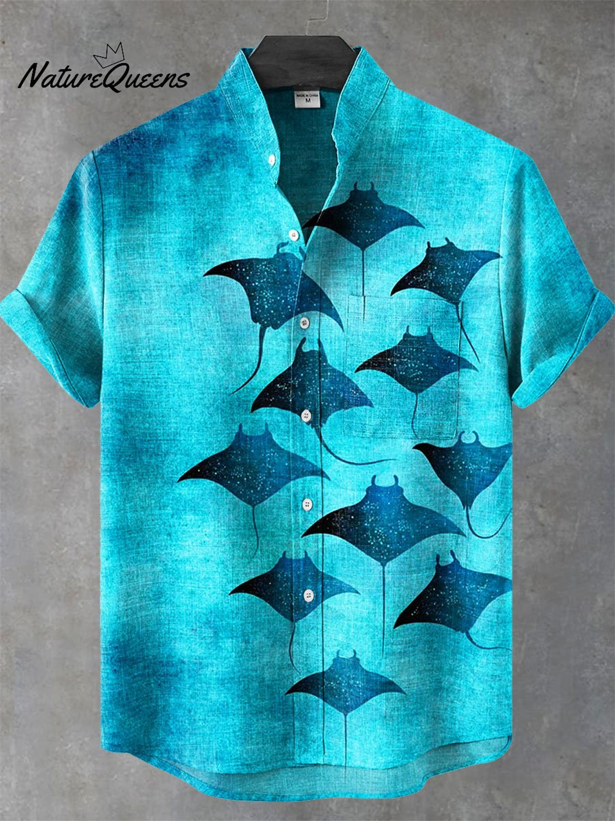 Vintage Manta Rays Art Print Casual 100% Cotton Shirt