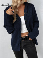 Women's Autumn and Winter Drawstring Knitted Cardigan Sweater