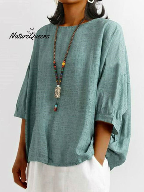 Women Solid Color Loose T-Shirt