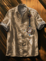 Simple Ethnic Pattern Patterns Vintage Art Print Casual 100% Cotton Shirt