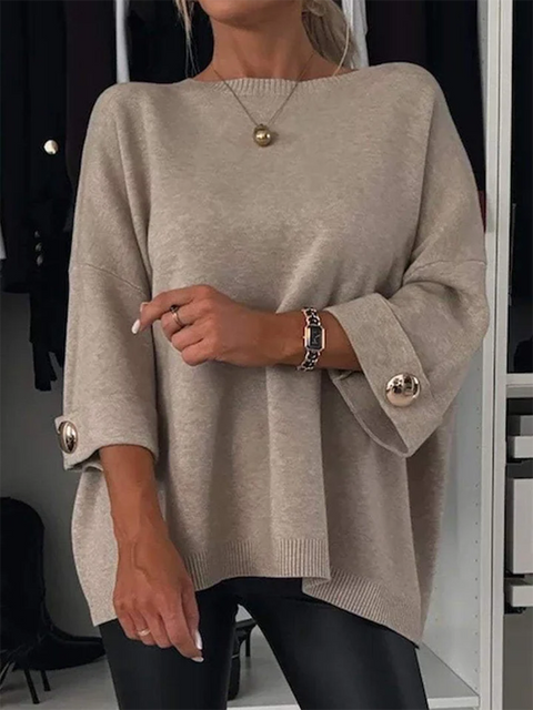 Casual Metal Button Sweater