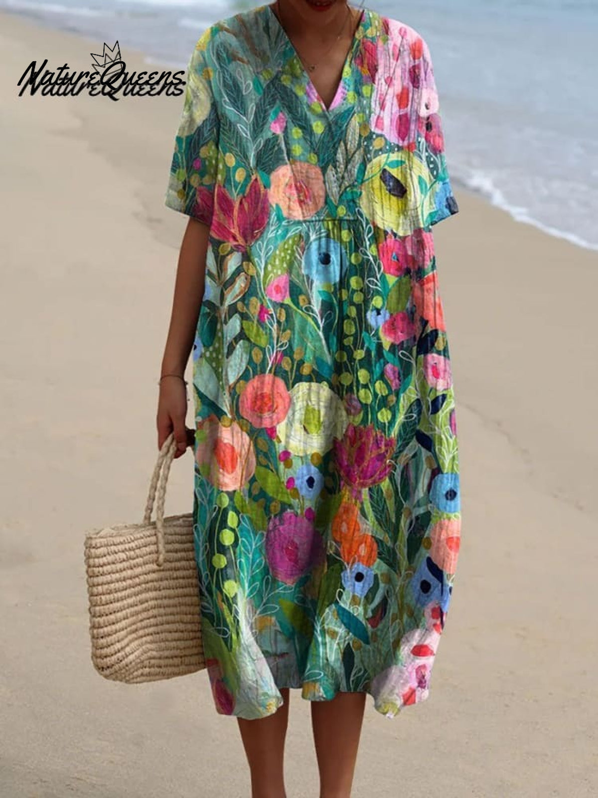 Women's Vintage Flower Print Casual Cotton And Linen Shirt