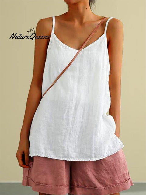 New Cotton And Linen Camisoles For Women In Summer White / S