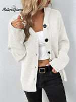 Solid Color V-neck Knitted Cardigan Jacket