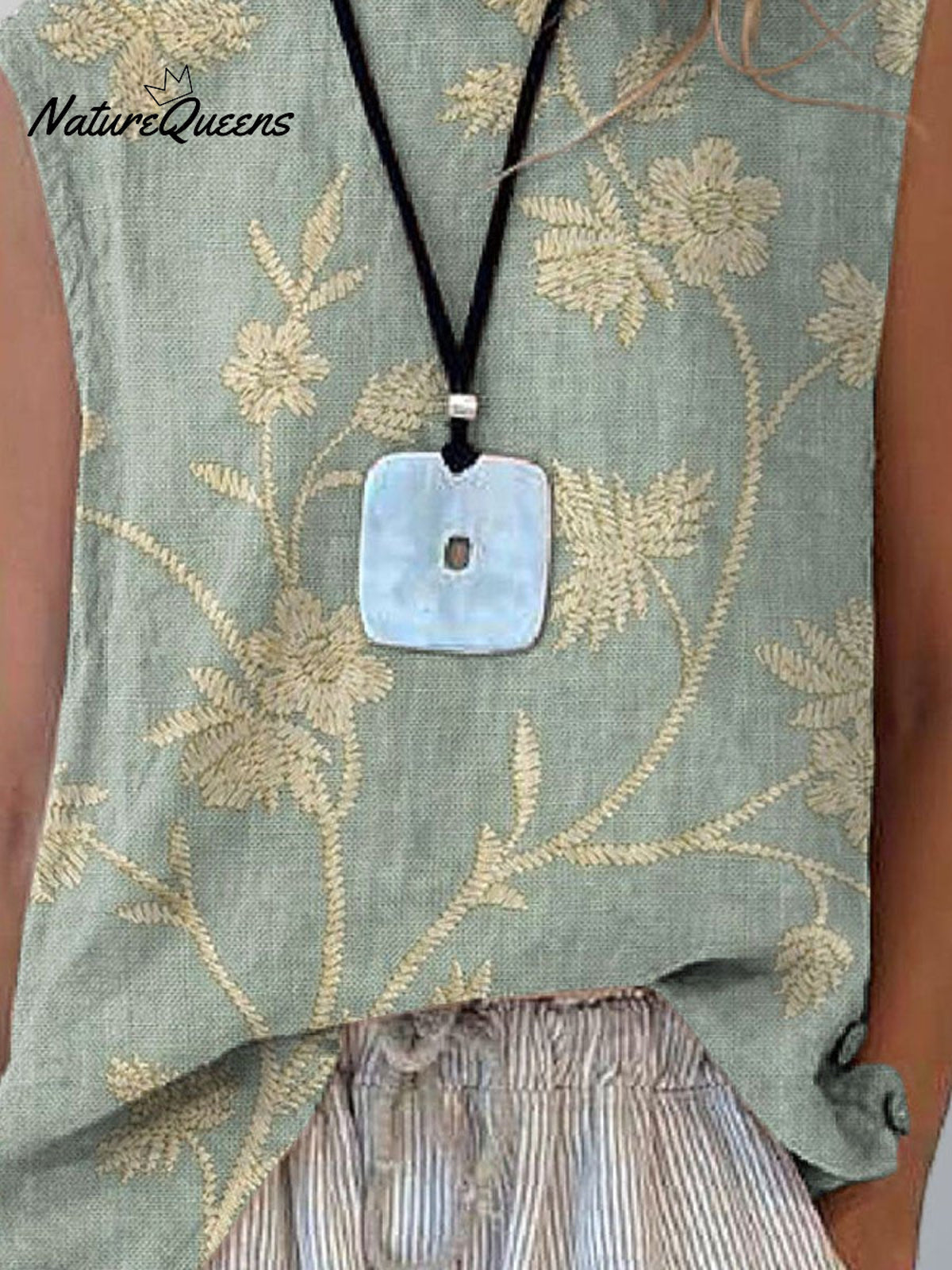 Women’s Retro Elegant Floral Art Print Casual Cotton And Linen Tank Top