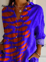 Sardine Fish Swarm Pattern Printed Women's Casual Cotton Shirt