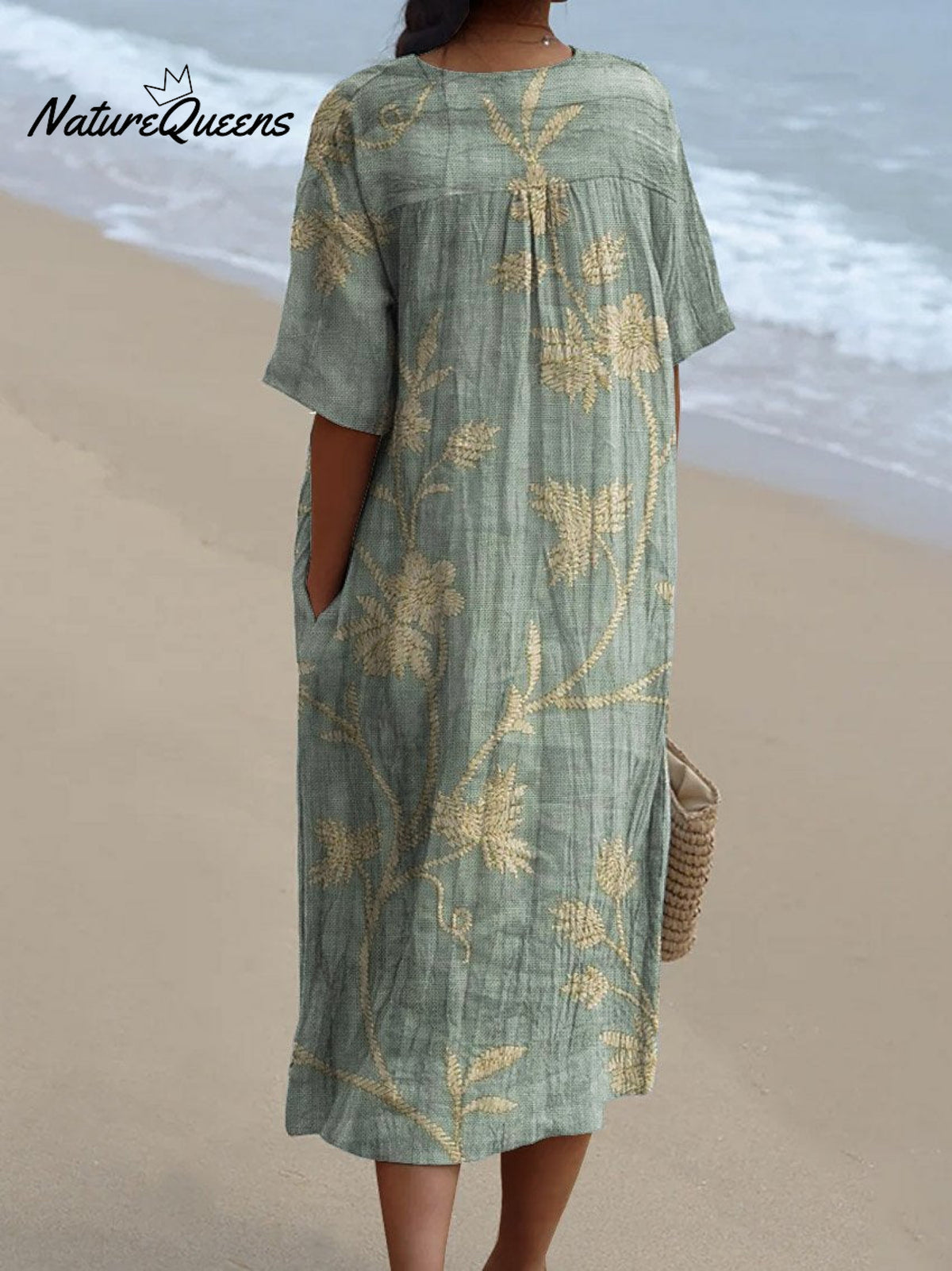 Women’s Retro Floral Art Print Casual Flowy Dress