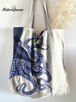 Vintage Deep Sea Octopus Tentacles Art Print Linen Tote Bag