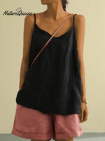 New Cotton And Linen Camisoles For Women In Summer Black / S