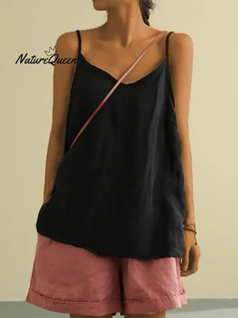 New Cotton And Linen Camisoles For Women In Summer Black / S