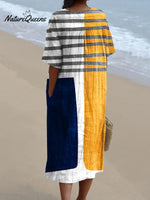 Women's Abstract Geometric Art Print Casual Flowy Dress