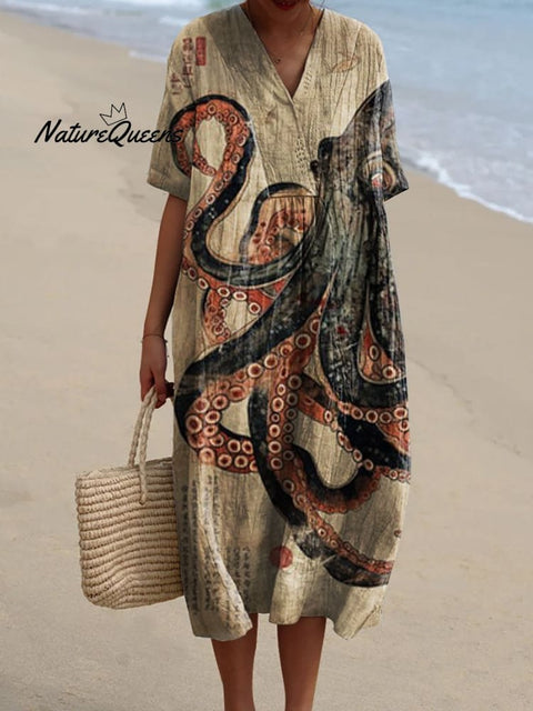 Women's  Octopus  Art Print  Casual Dress