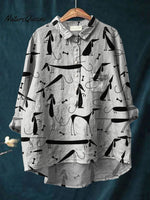 Dachshund Art Print Casual Cotton And Linen Shirt