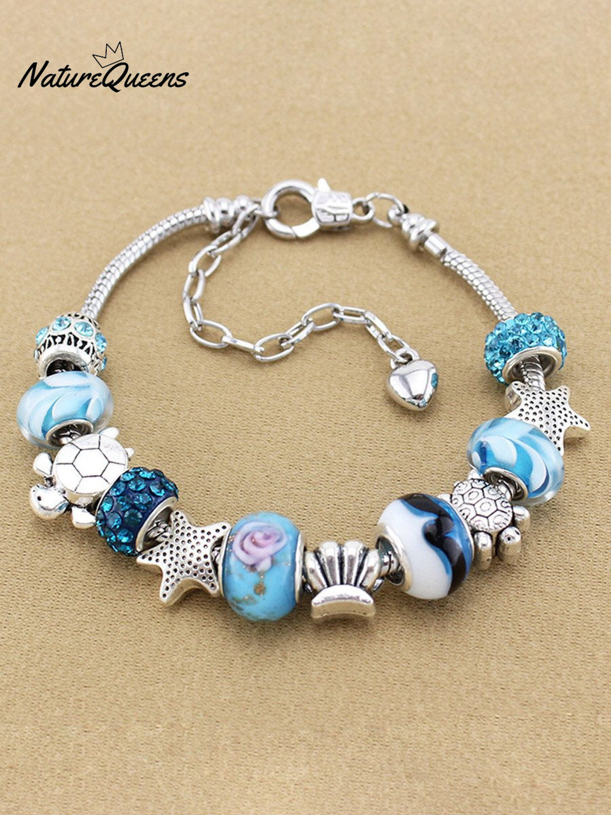 Vacation Style Fashion Turtle Starfish Big Hole Beaded Bracelet
