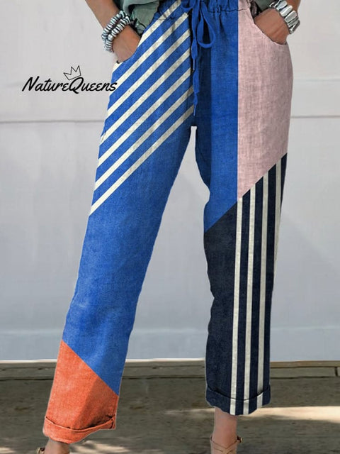 Minimalism Bauhaus Geometric Art Printed Women's 100% Cotton Casual Pants