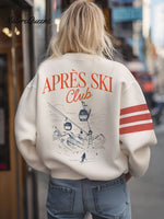 Vintage Apres Ski Print Casual Sweatshirt