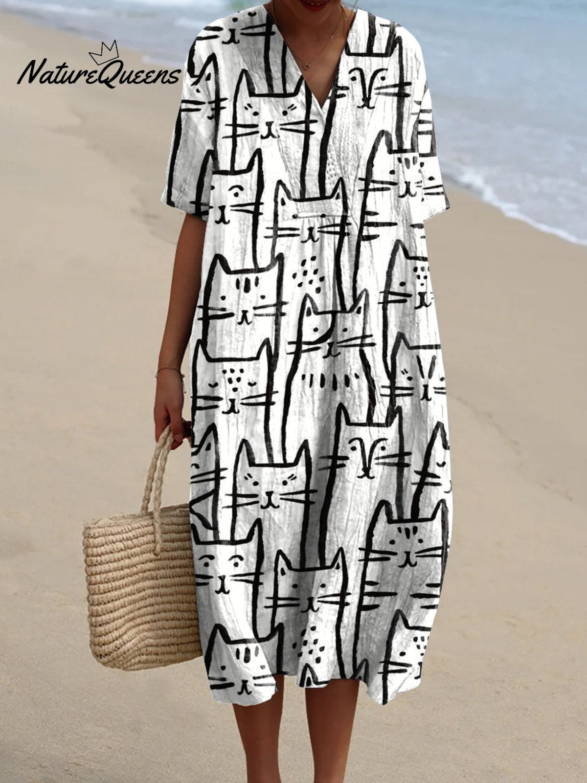 Women'sCatArt PrintCasual Dress