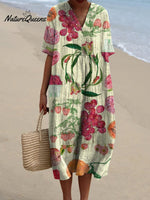 Women's Cute Fruit Art Print Flowing Dress