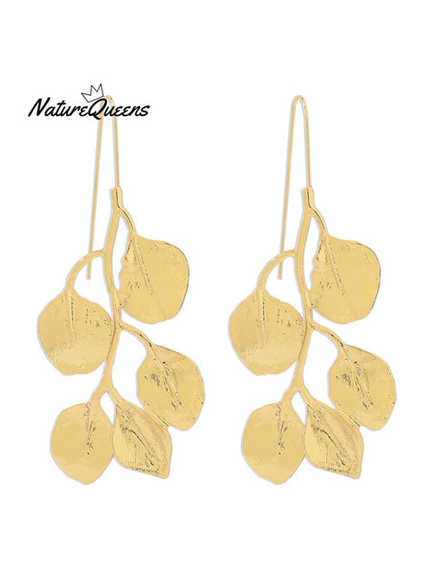 Retro Leaves Necklace Earrings / Gold