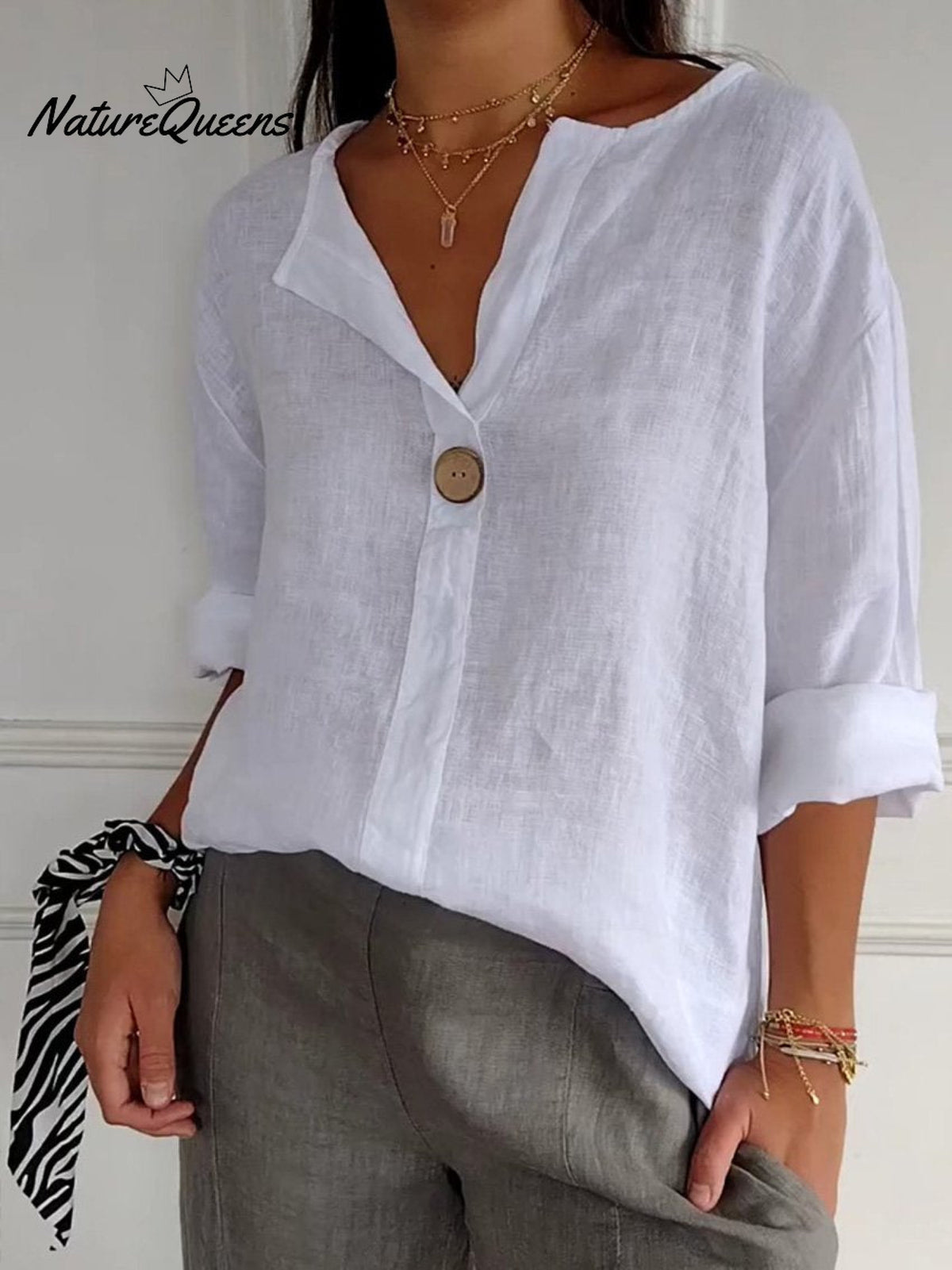 Women's Casual Cotton Linen Shirt