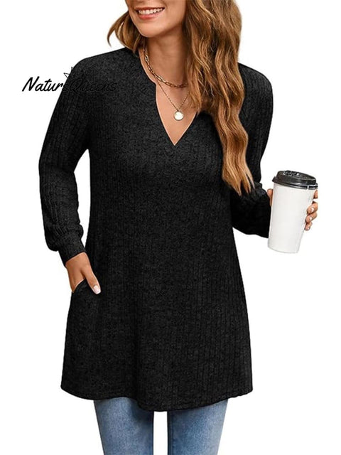 Women's Solid Color Stylish Long-sleeved Casual Knitted Top