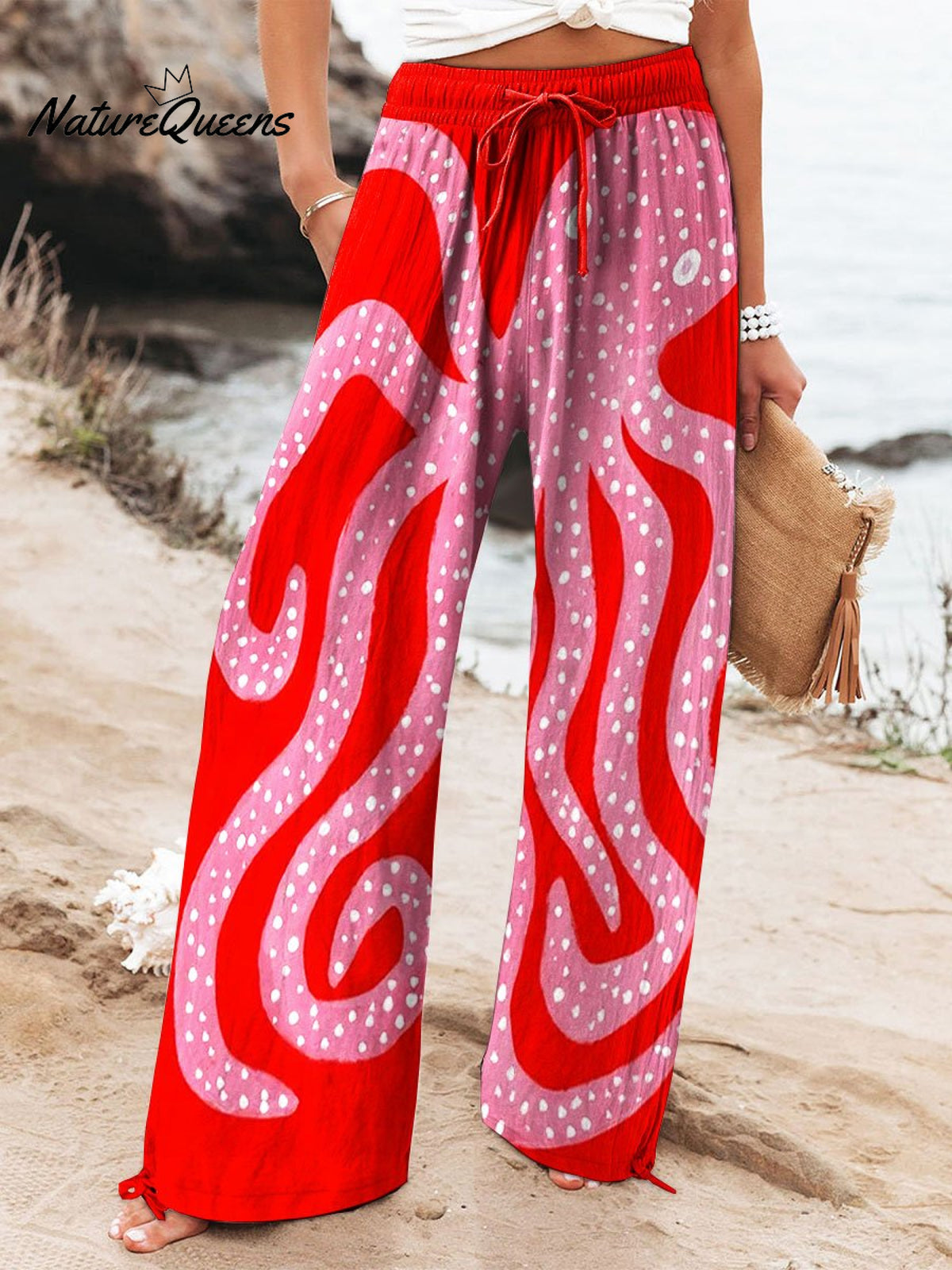 Women's Vintage Octopus Art Print Cotton And Linen Casual Pants