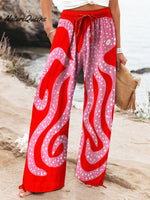 Women's Vintage Octopus Art Print Cotton And Linen Casual Pants