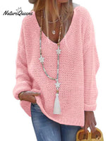 Sweater V-neck Long Sleeve Knitted Top