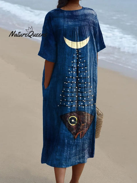 Women's  Fish  Art Print  Casual Dress