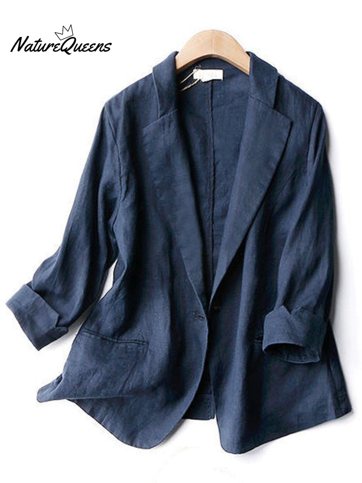 Women's 3/4 Sleeves Linen And Cotton Jacket