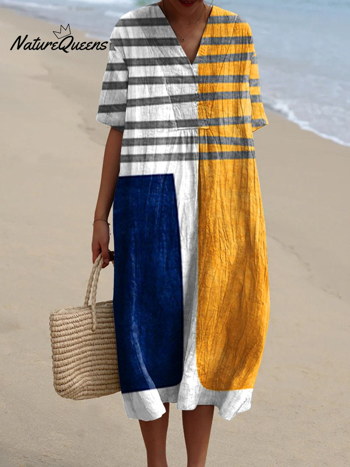 Women's Abstract Geometric Art Print Casual Flowy Dress