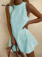 Women's Solid Color Loose Elegant Casual Cotton And Linen Vest Dress