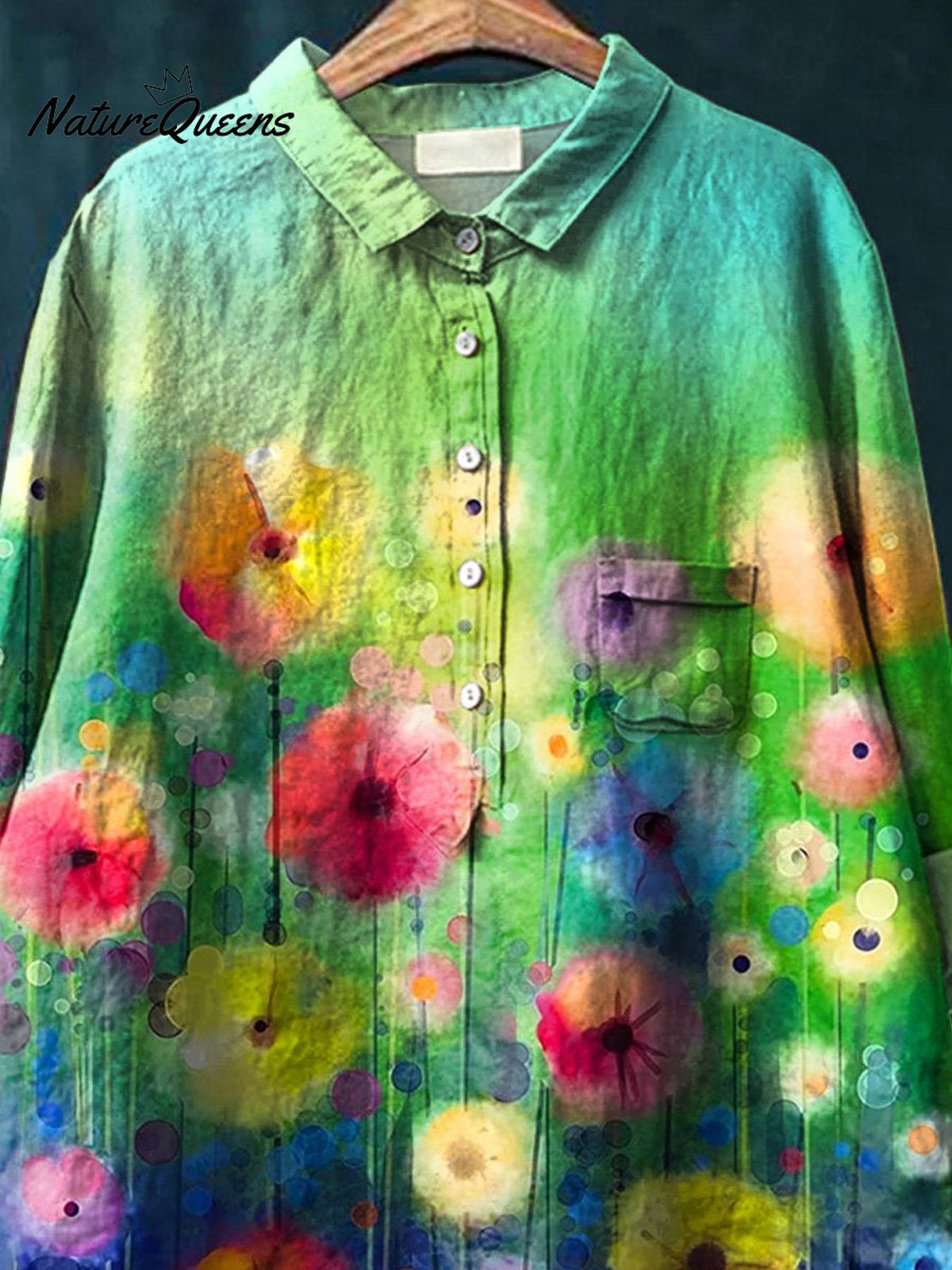 Vibrant Summer Floral Garden Printed Women's Casual Cotton And Linen Shirt